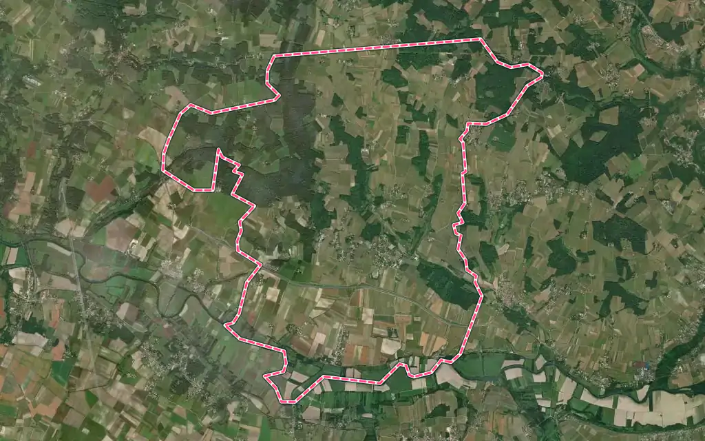 Vue satellite de Chérac avec ses contours administratifs