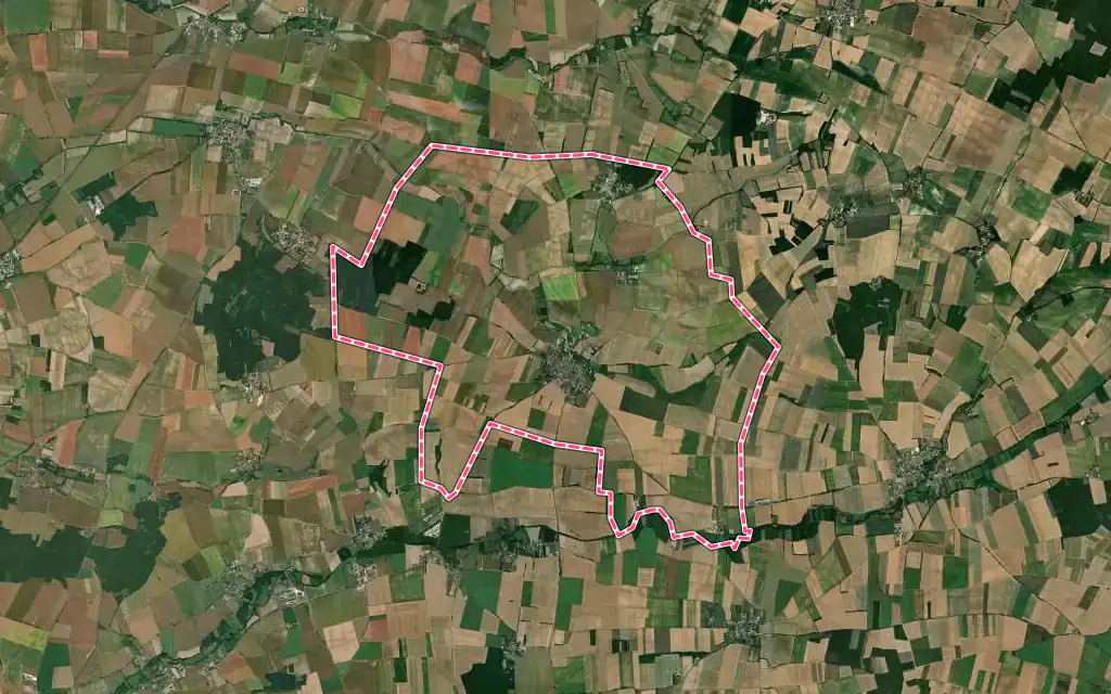 Vue satellite de Cherbonnières avec ses contours administratifs