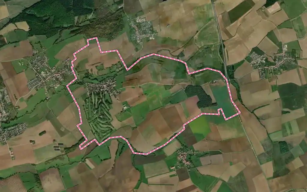 Vue satellite de Chérisey avec ses contours administratifs