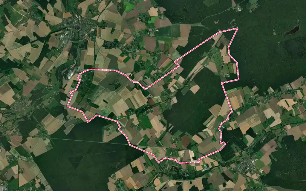 Vue satellite de Chéronvilliers avec ses contours administratifs