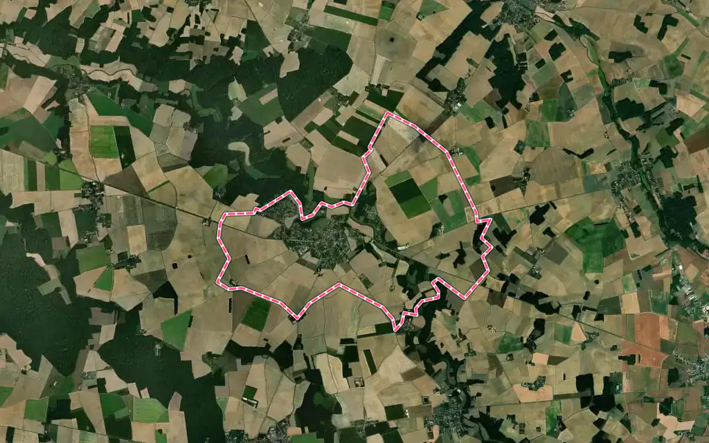 Vue satellite de Chéroy avec ses contours administratifs