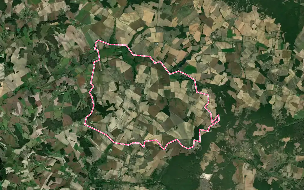 Vue satellite de Cherval avec ses contours administratifs