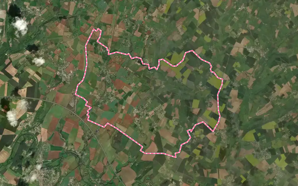 Vue satellite de Cherveux avec ses contours administratifs