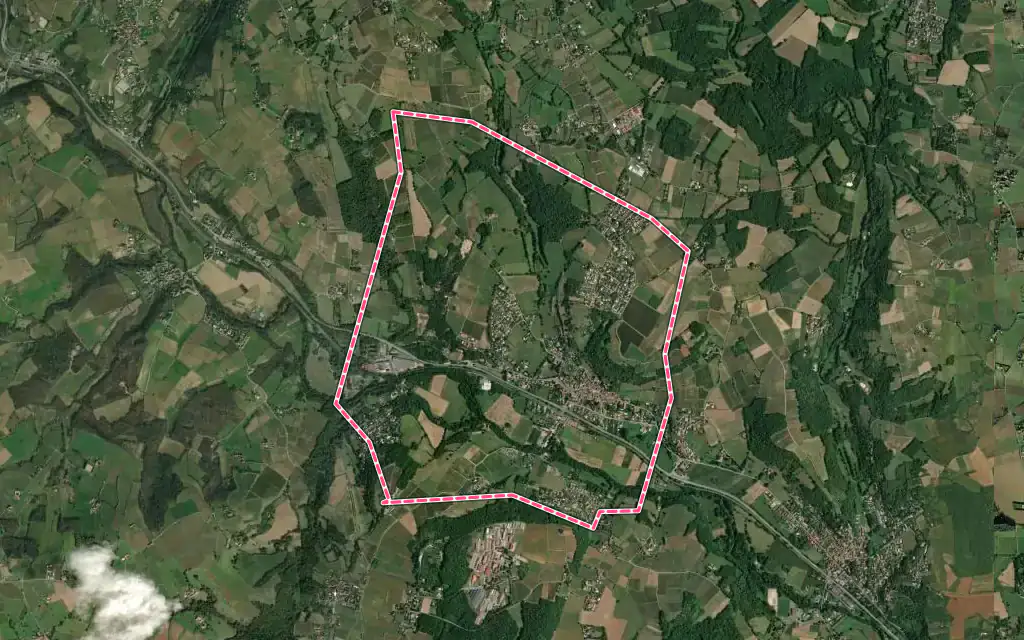 Vue satellite de Chessy avec ses contours administratifs