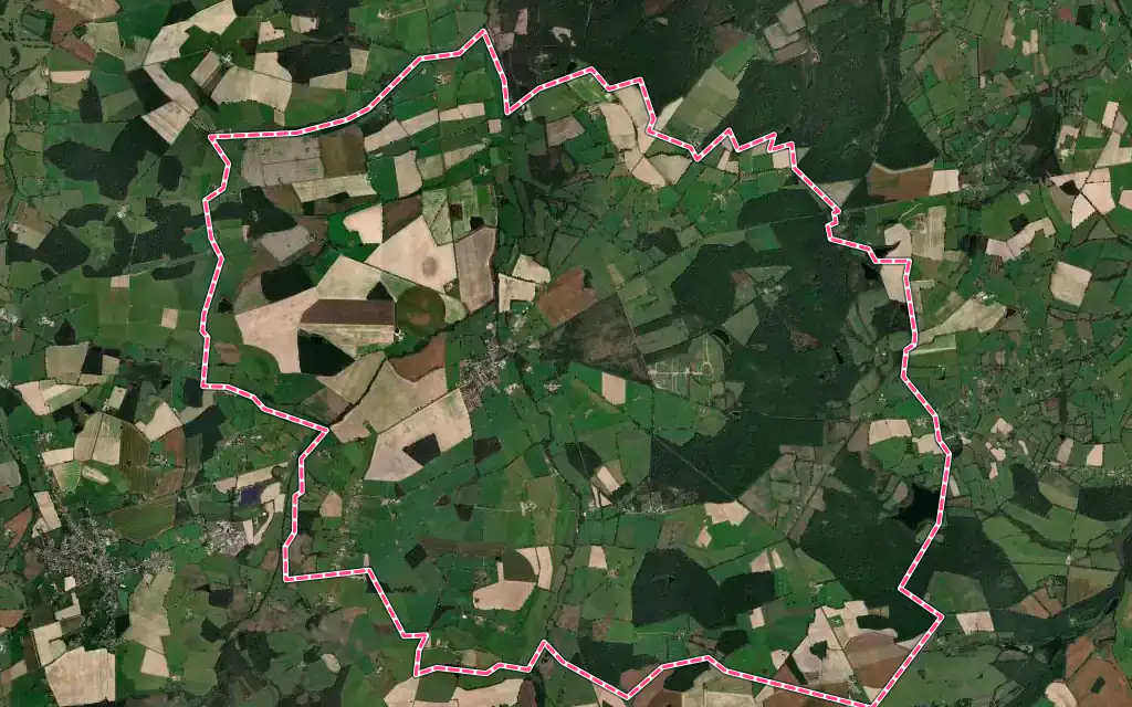 Vue satellite de Chevagnes avec ses contours administratifs