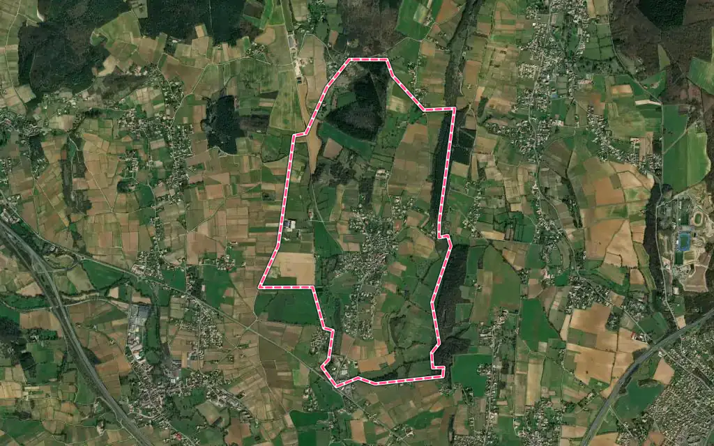 Vue satellite de Chevagny-les-Chevrières avec ses contours administratifs