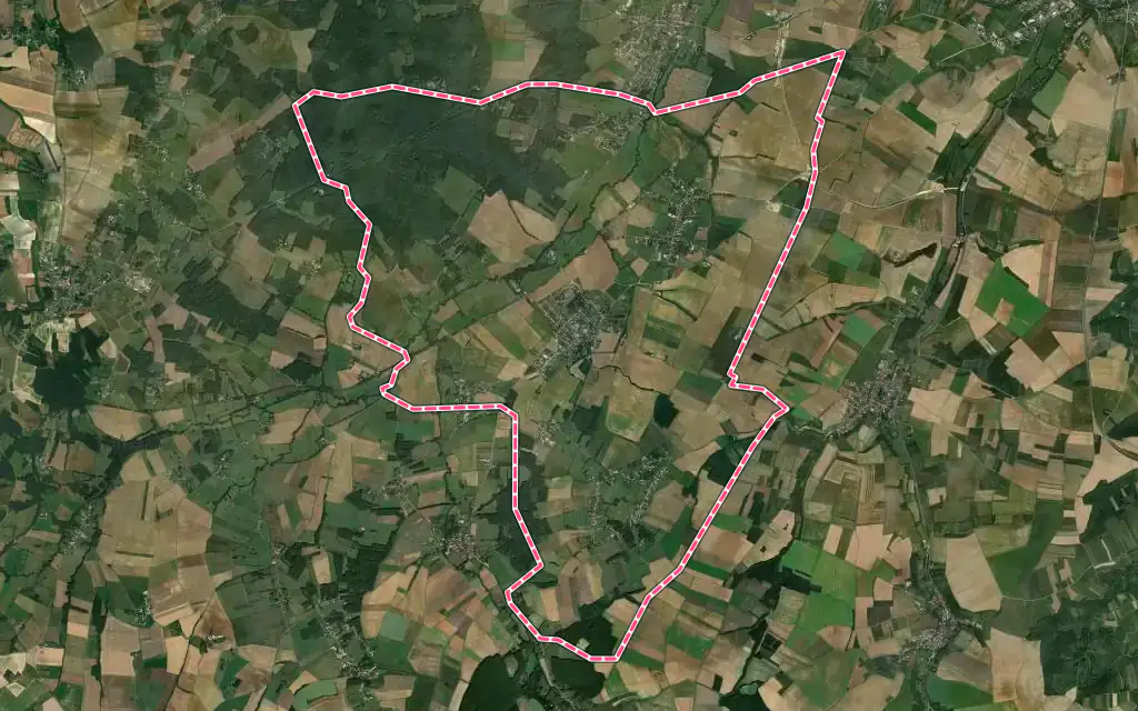Vue satellite de Chevannes avec ses contours administratifs