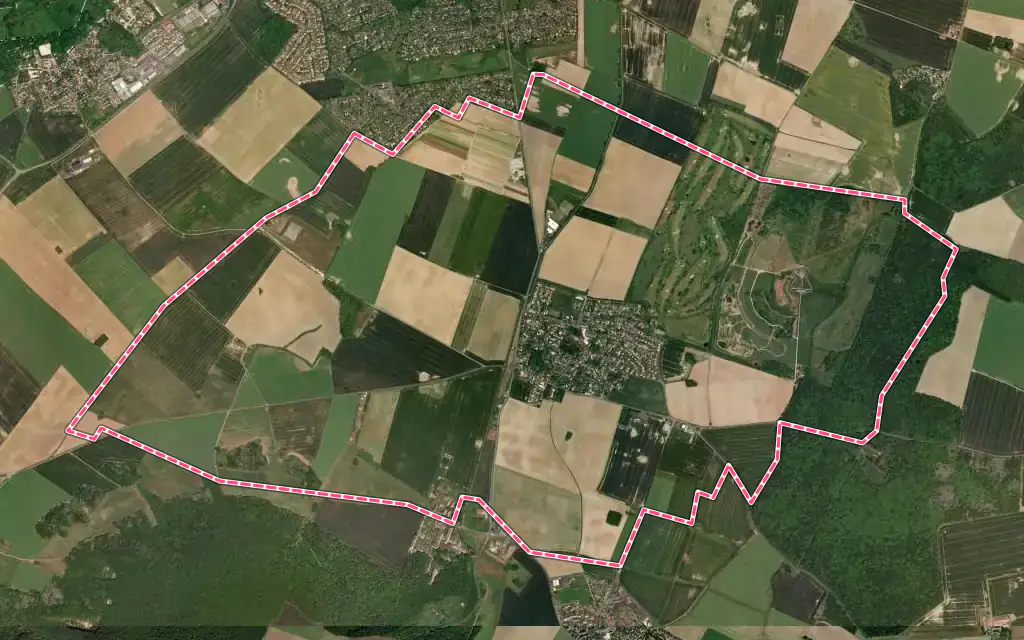Vue satellite de Chevannes avec ses contours administratifs