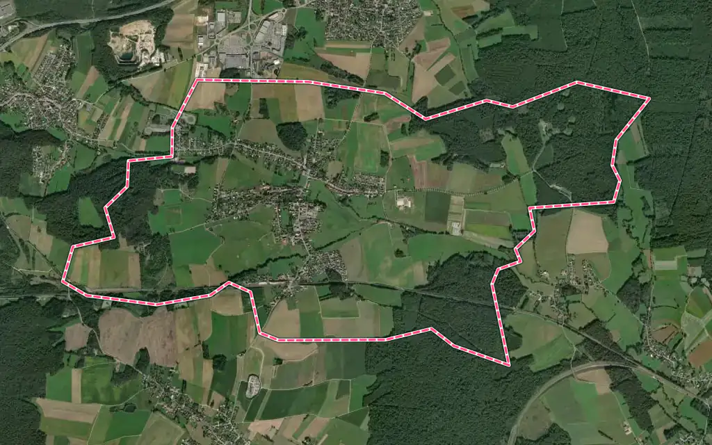 Vue satellite de Chèvremont avec ses contours administratifs