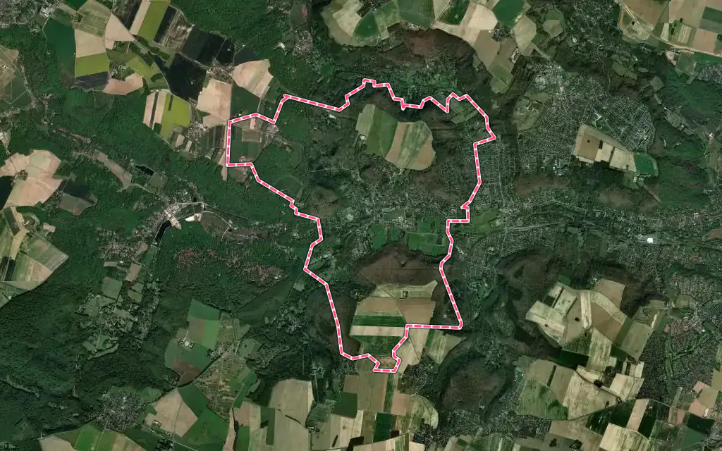 Vue satellite de Chevreuse avec ses contours administratifs