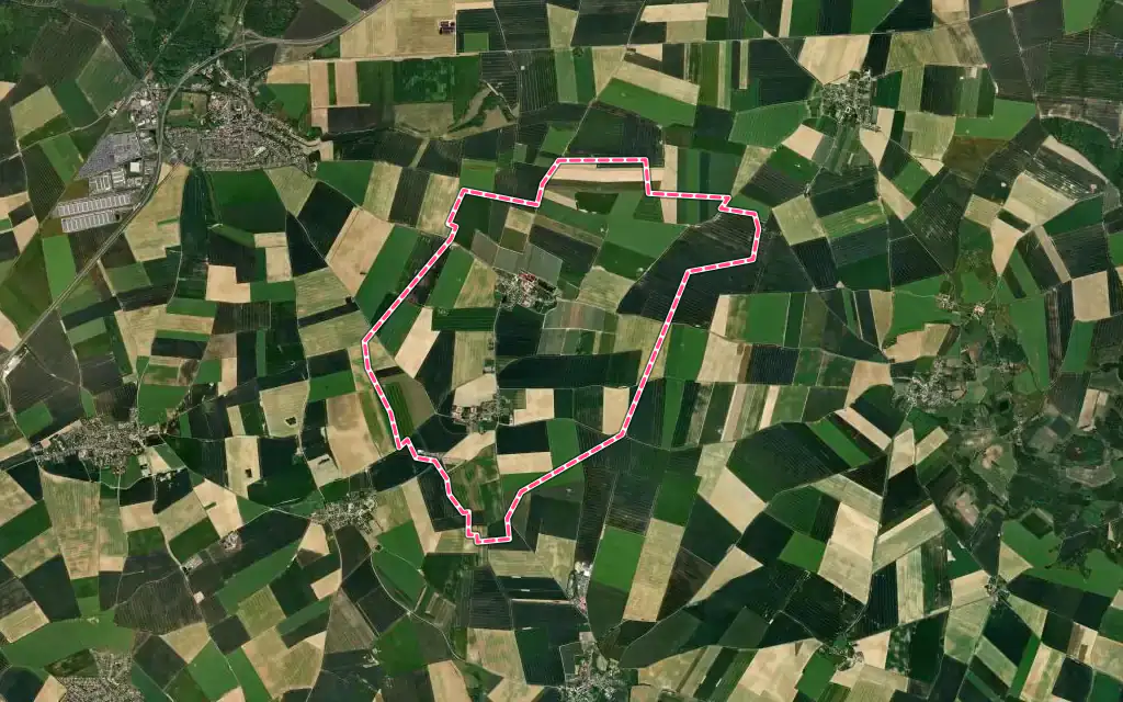 Vue satellite de Chèvreville avec ses contours administratifs