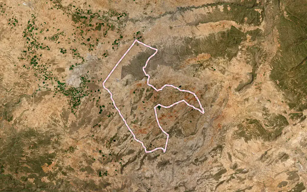 Vista satélite de Chinchilla de Monte Aragón con su contorno administrativo