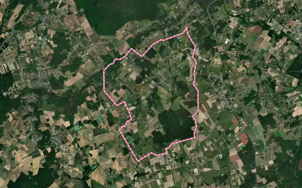 Vue satellite de Chitenay avec ses contours administratifs
