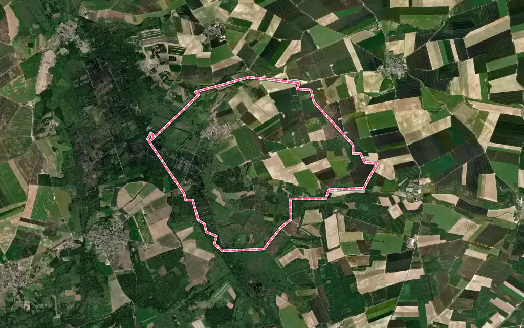 Vue satellite de Chivres-en-Laonnois avec ses contours administratifs