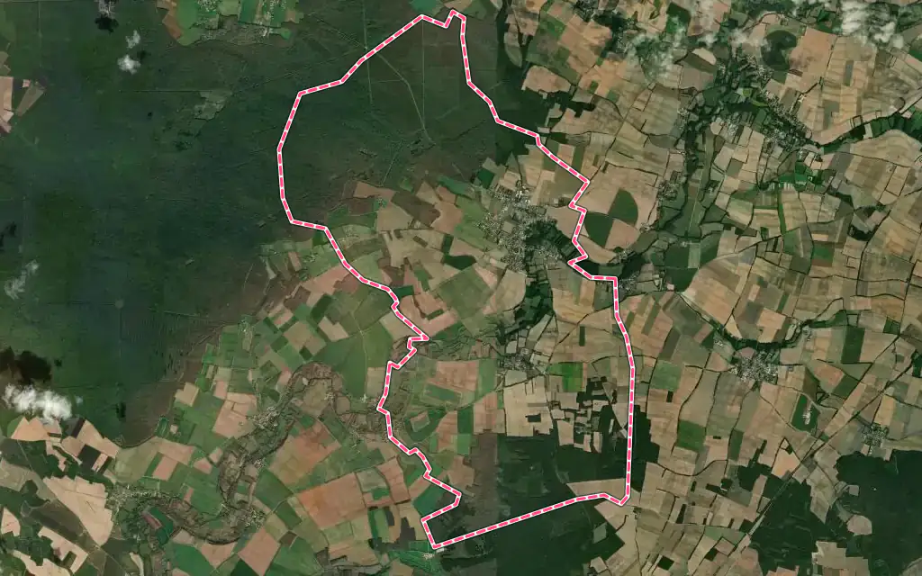 Vue satellite de Chizé avec ses contours administratifs