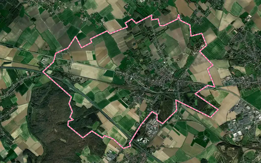 Vue satellite de Chocques avec ses contours administratifs