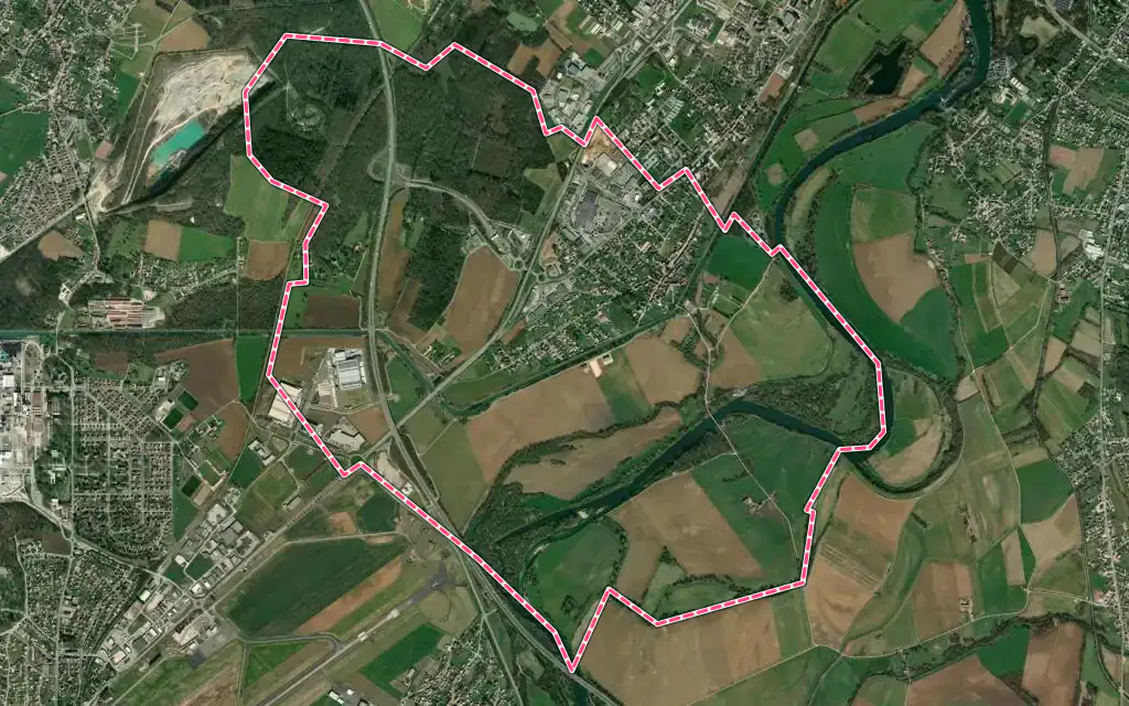 Vue satellite de Choisey avec ses contours administratifs