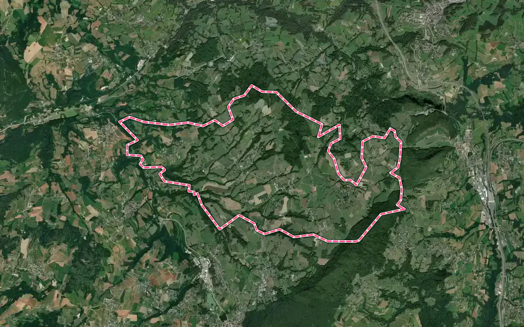 Vue satellite de Choisy avec ses contours administratifs