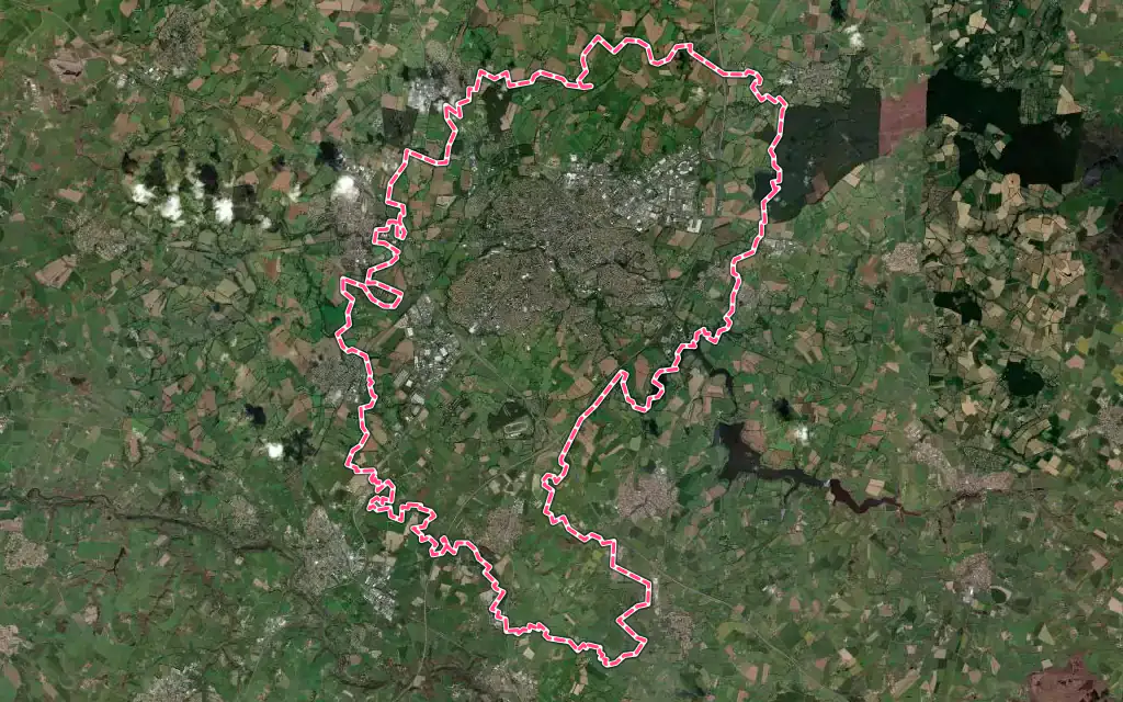 Vue satellite de Cholet avec ses contours administratifs