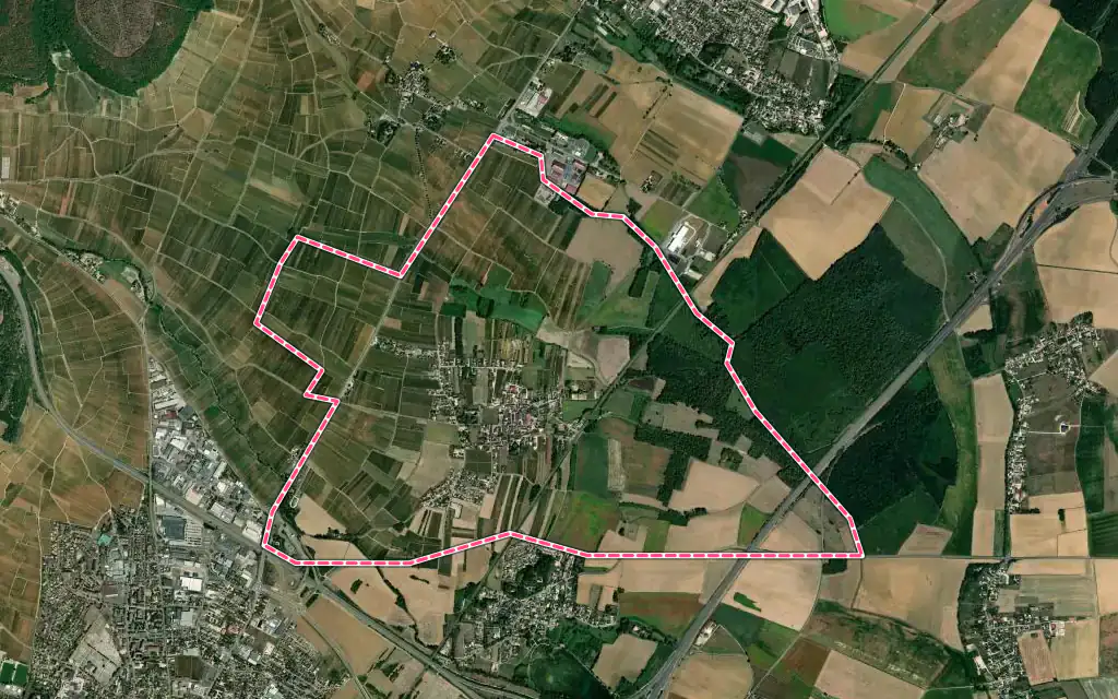 Vue satellite de Chorey-les-Beaune avec ses contours administratifs