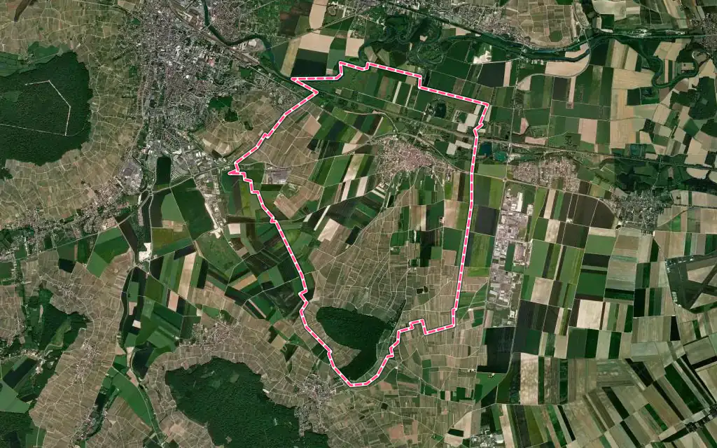 Vue satellite de Chouilly avec ses contours administratifs
