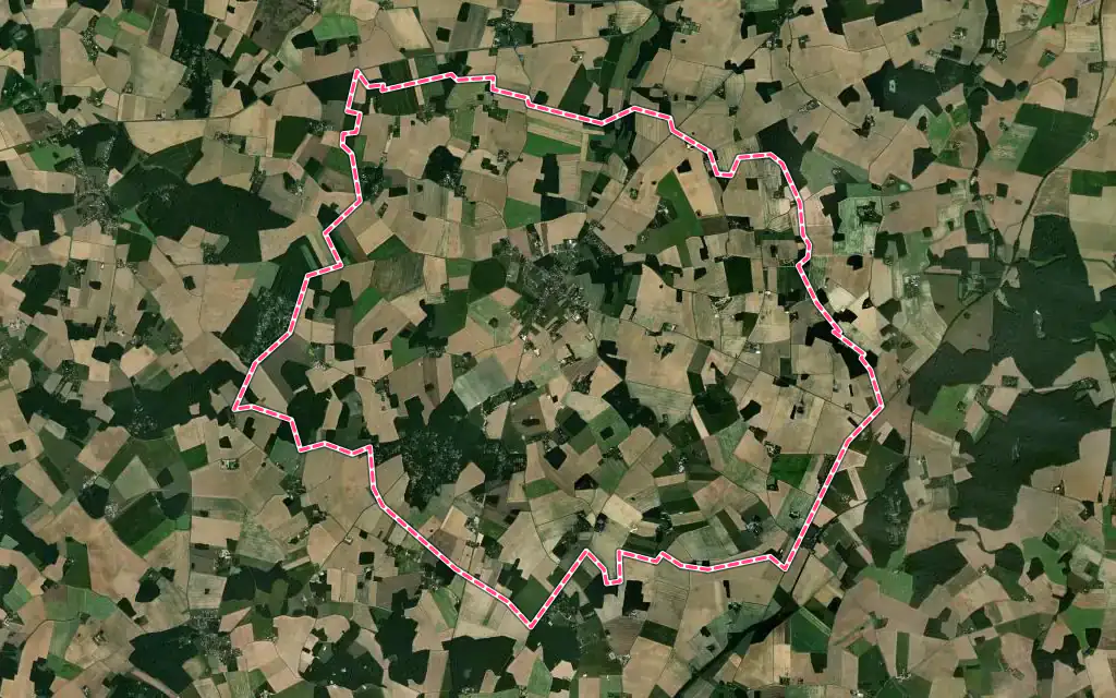 Vue satellite de Chuelles avec ses contours administratifs