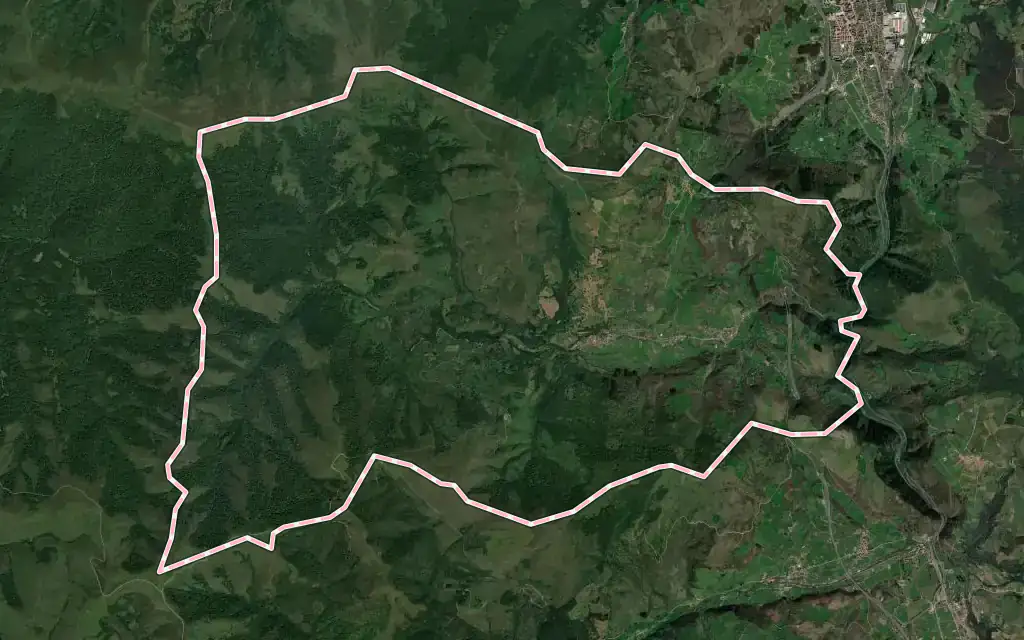 Vista satélite de Cieza con su contorno administrativo