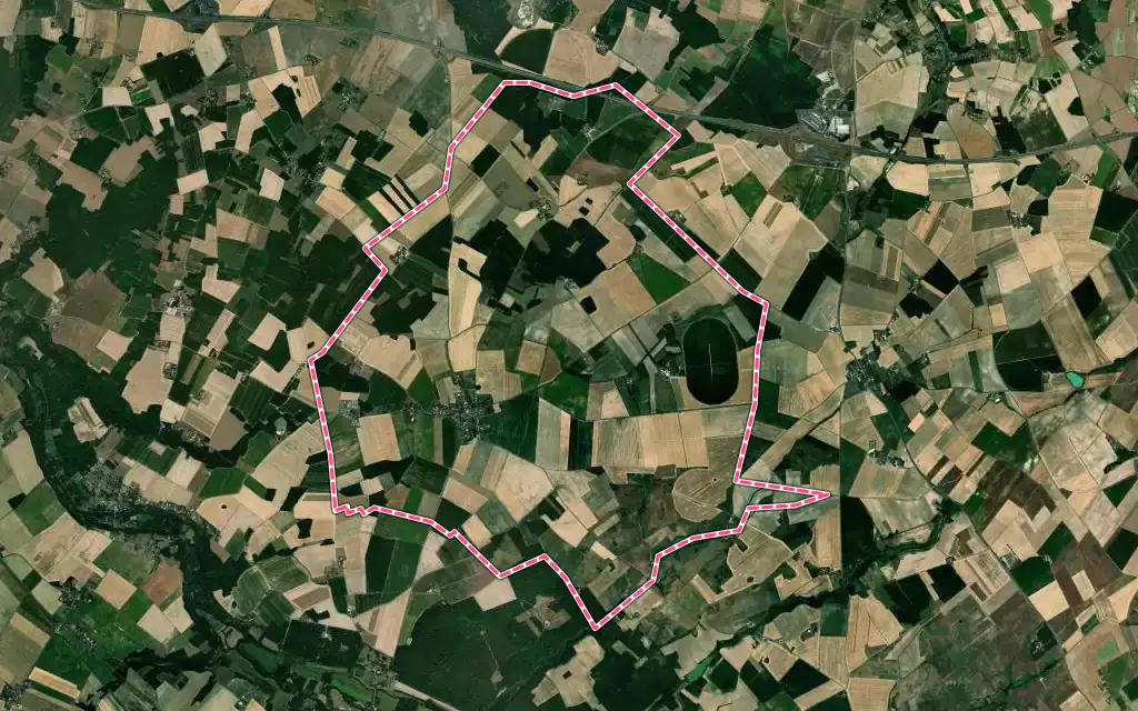 Vue satellite de Cigogné avec ses contours administratifs