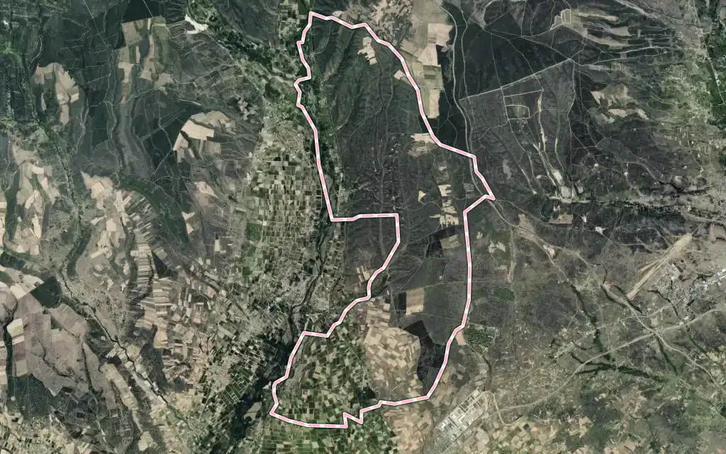Vista satélite de Cimanes del Tejar con su contorno administrativo