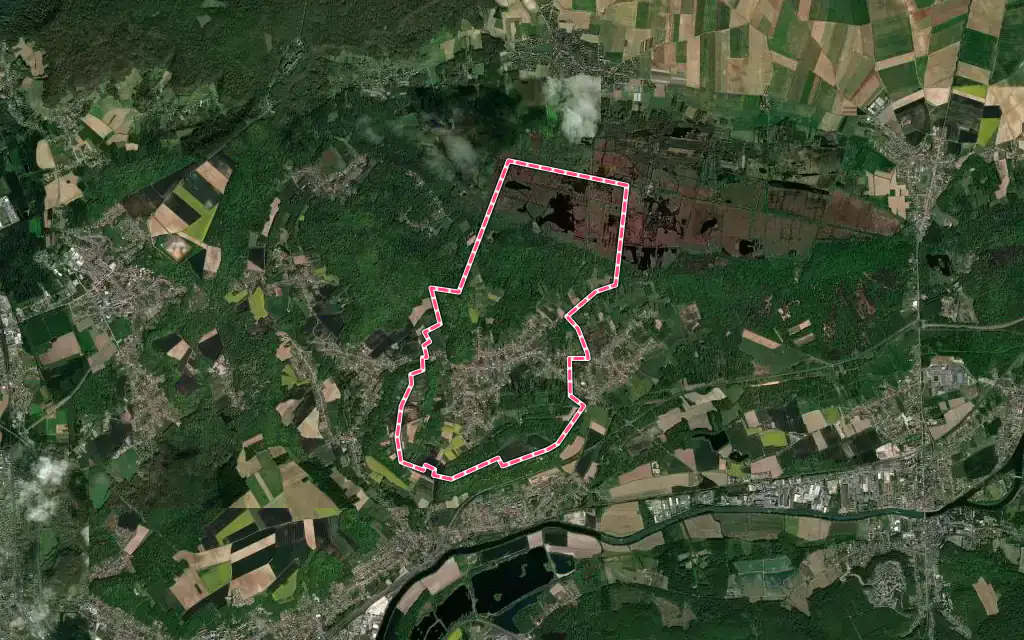 Vue satellite de Cinqueux avec ses contours administratifs