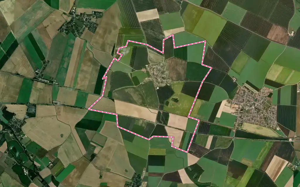 Vue satellite de Cintray avec ses contours administratifs