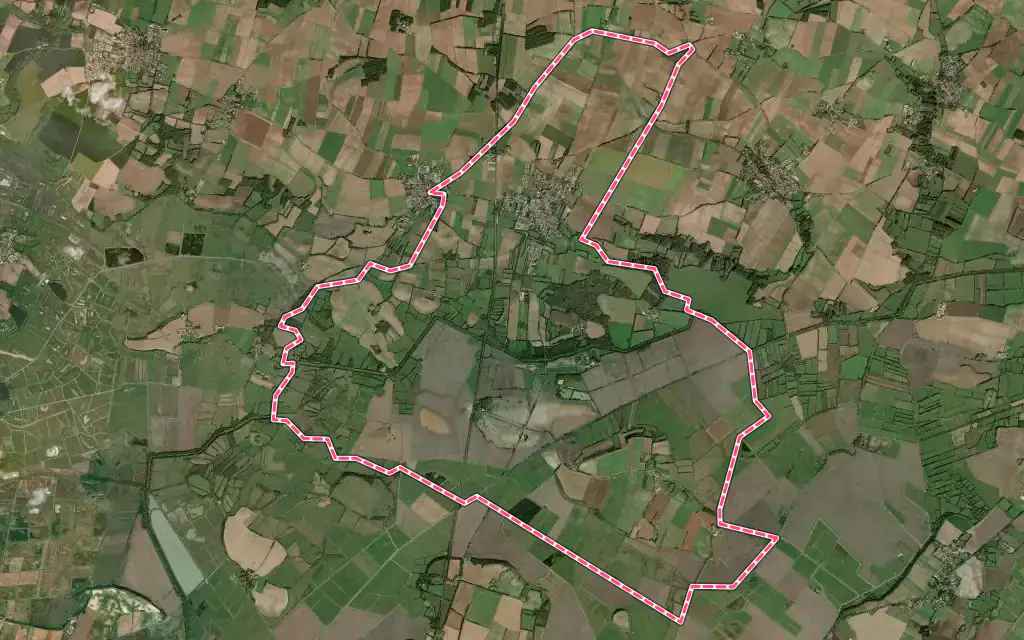 Vue satellite de Ciré-d'Aunis avec ses contours administratifs