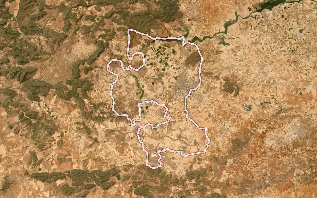 Vista satélite de Ciudad Real con su contorno administrativo