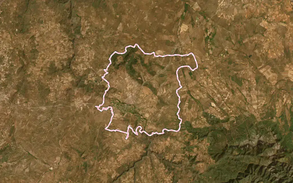 Vista satélite de Ciudad-Rodrigo con su contorno administrativo