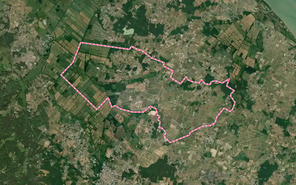 Vue satellite de Civrac-en-Médoc avec ses contours administratifs