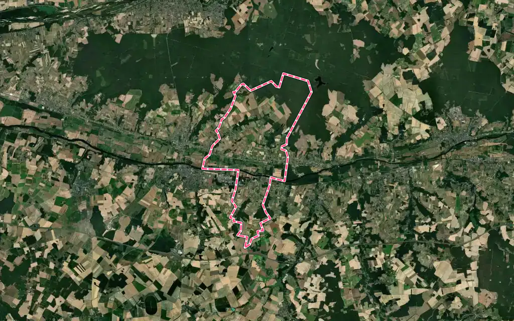 Vue satellite de Civray-de-Touraine avec ses contours administratifs