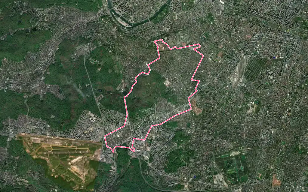Vue satellite de Clamart avec ses contours administratifs