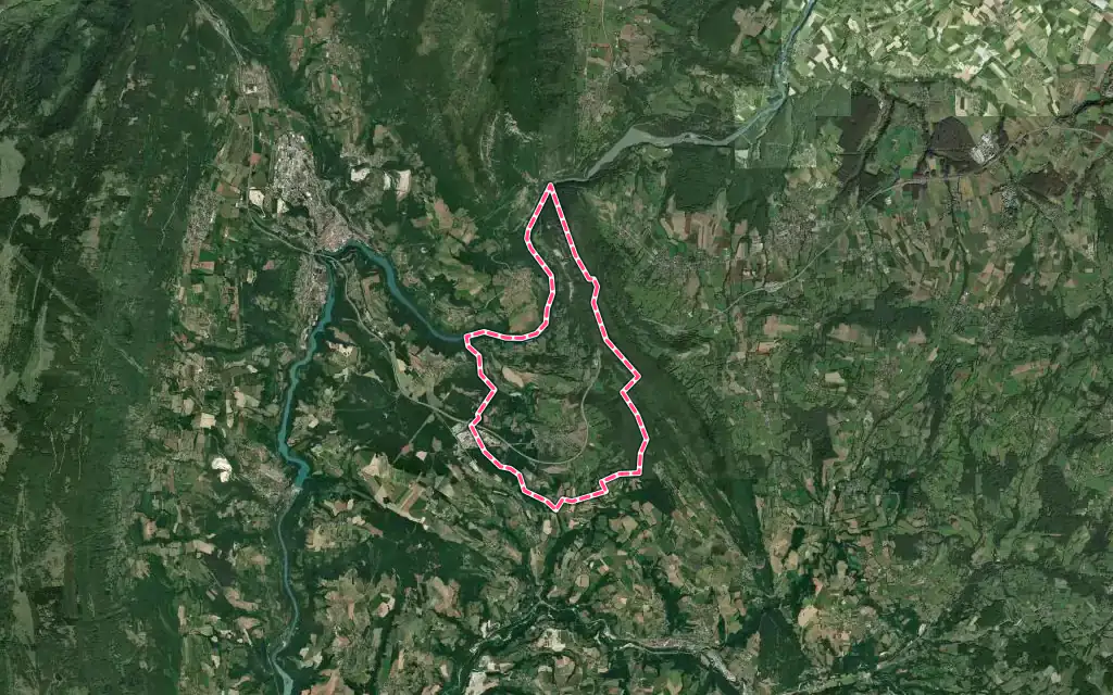 Vue satellite de Clarafond-Arcine avec ses contours administratifs