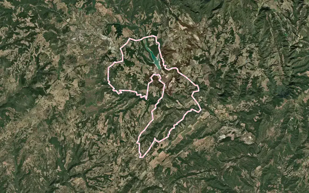 Vista satélite de Clariana de Cardener con su contorno administrativo