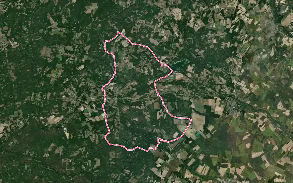 Vue satellite de Clémont avec ses contours administratifs