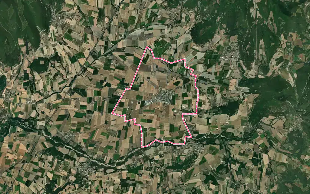 Vue satellite de Cléon-d'Andran avec ses contours administratifs
