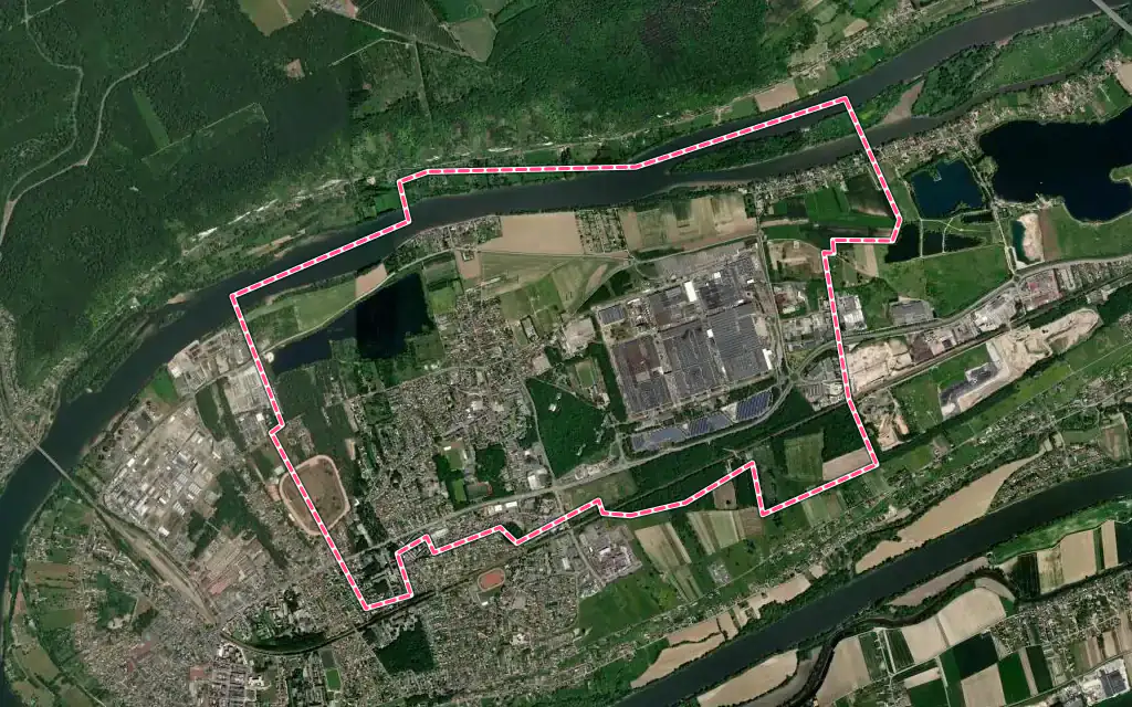 Vue satellite de Cléon avec ses contours administratifs