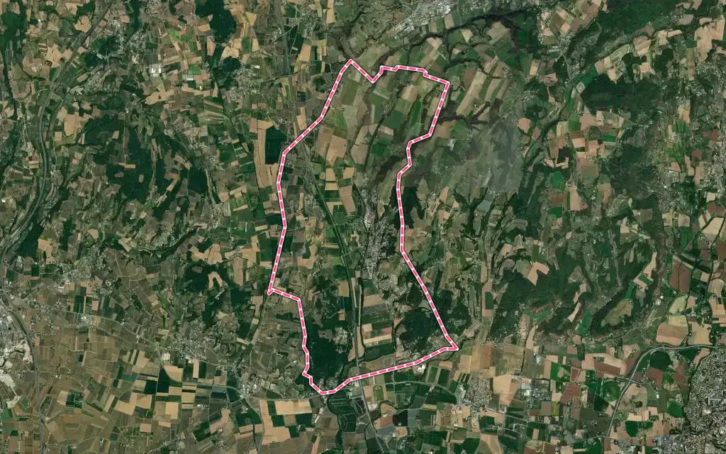 Vue satellite de Clérieux avec ses contours administratifs