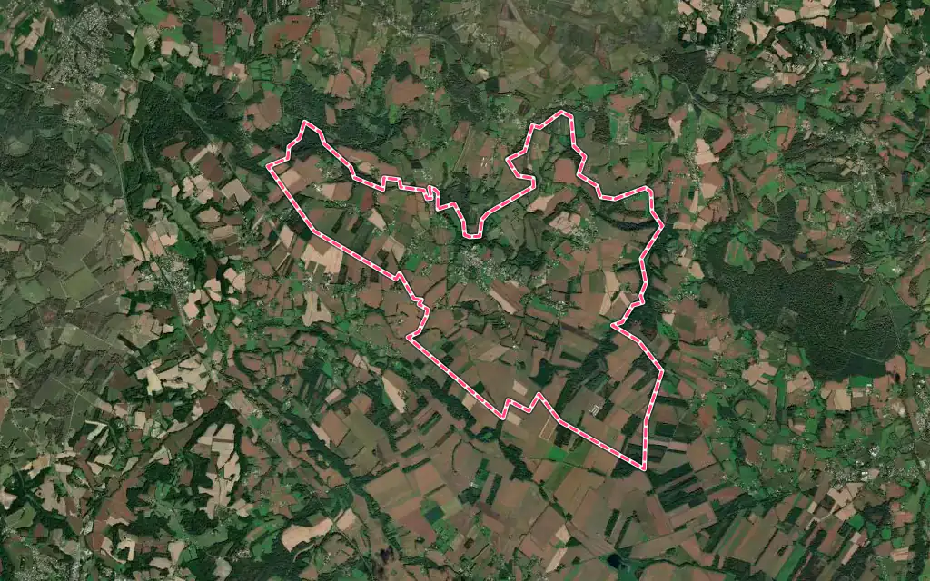Vue satellite de Clermont avec ses contours administratifs