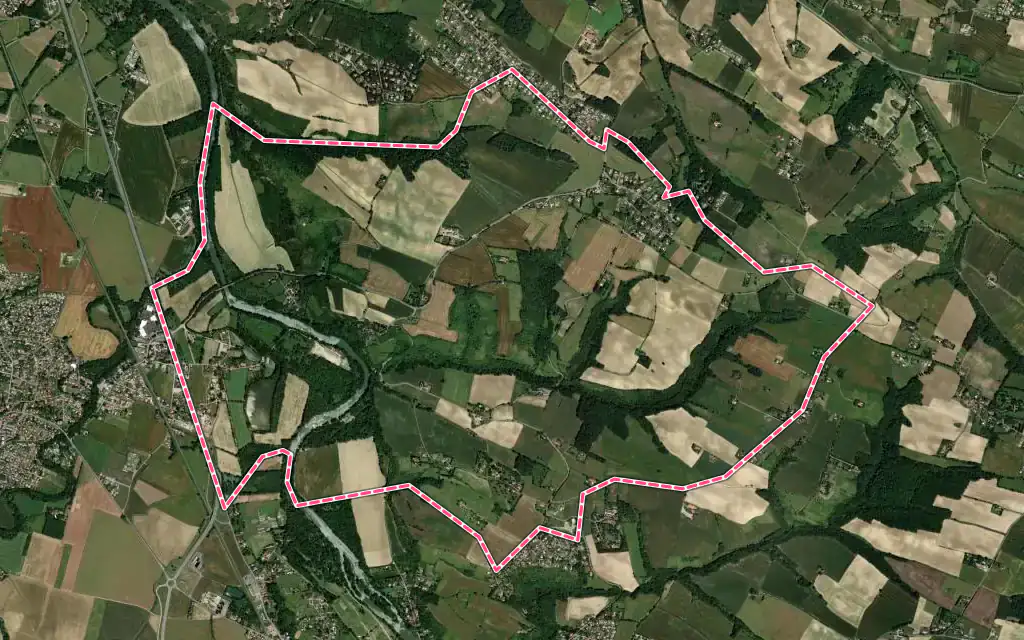 Vue satellite de Clermont-le-Fort avec ses contours administratifs