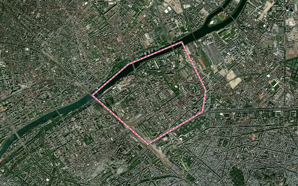 Vue satellite de Clichy avec ses contours administratifs