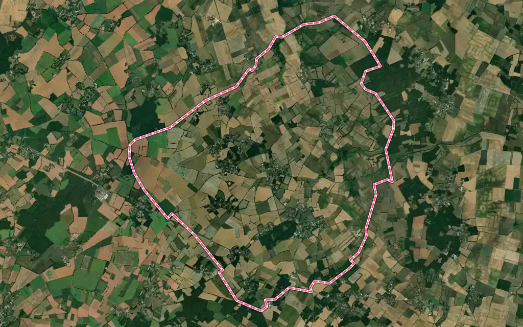 Vue satellite de Clussais-la-Pommeraie avec ses contours administratifs