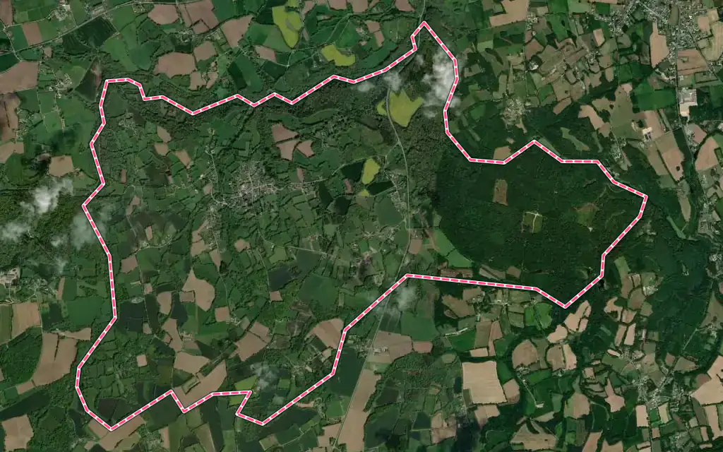 Vue satellite de Coadout avec ses contours administratifs