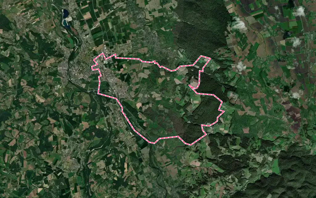 Vue satellite de Coarraze avec ses contours administratifs