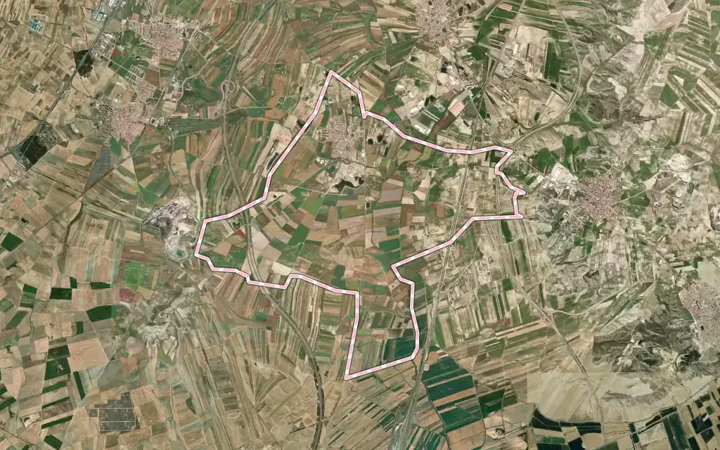 Vista satélite de Cobeja con su contorno administrativo